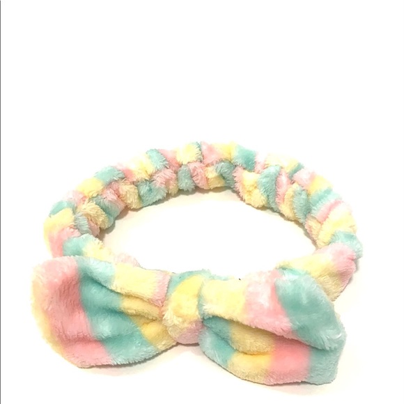 Spa Headband Striped Pink Green Makeup Hair Band - Picture 2 of 2